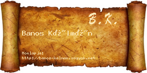 Banos Kálmán névjegykártya